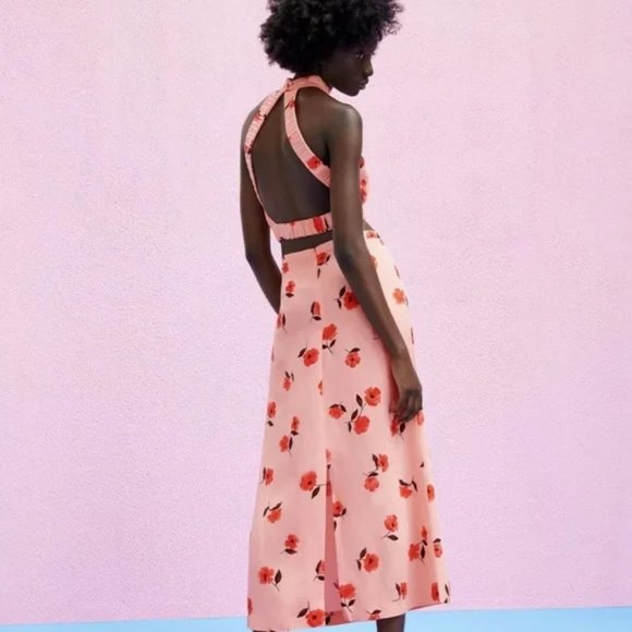Zara Dresses & Skirts - Pink Linen Floral 2-piece Set XS